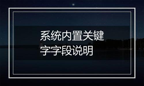 系统内置关键字字段说明