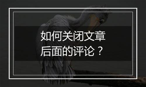 如何关闭文章后面的评论？