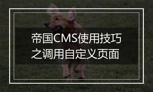 帝国CMS使用技巧之调用自定义页面