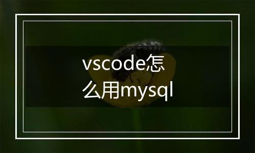 vscode怎么用mysql