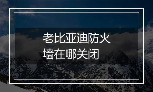 老比亚迪防火墙在哪关闭