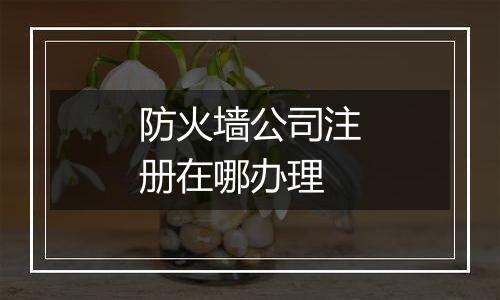 防火墙公司注册在哪办理