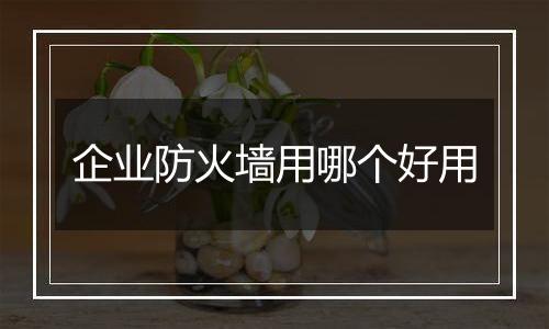 企业防火墙用哪个好用