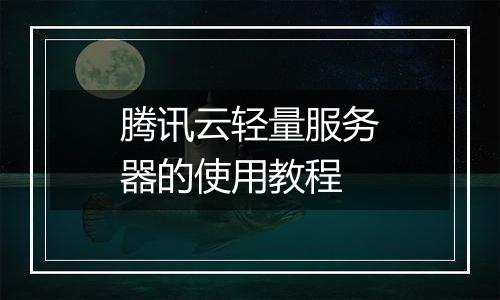 腾讯云轻量服务器的使用教程