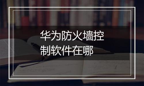 华为防火墙控制软件在哪