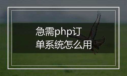 急需php订单系统怎么用