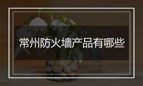 常州防火墙产品有哪些