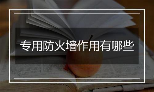 专用防火墙作用有哪些
