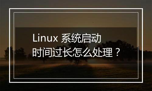 Linux 系统启动时间过长怎么处理?