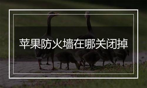 苹果防火墙在哪关闭掉