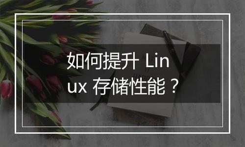 如何提升 Linux 存储性能?