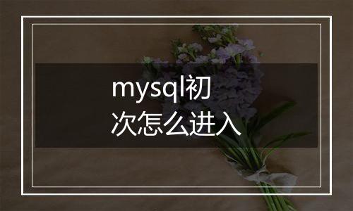 mysql初次怎么进入