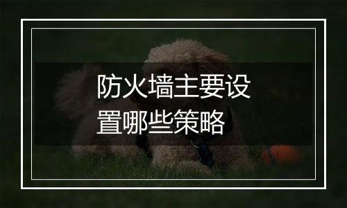 防火墙主要设置哪些策略
