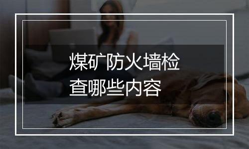 煤矿防火墙检查哪些内容