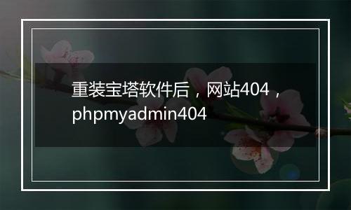 重装宝塔软件后，网站404，phpmyadmin404