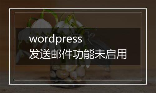 wordpress发送邮件功能未启用