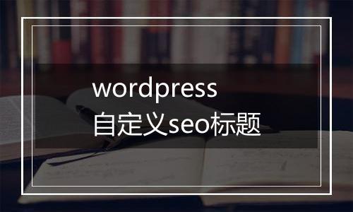 wordpress自定义seo标题