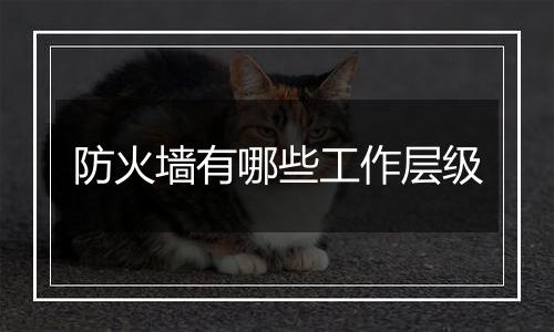 防火墙有哪些工作层级