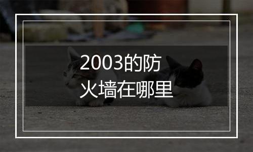 2003的防火墙在哪里