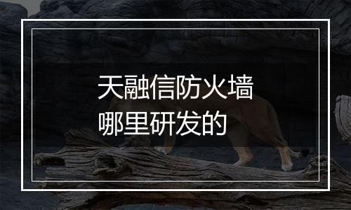 天融信防火墙哪里研发的