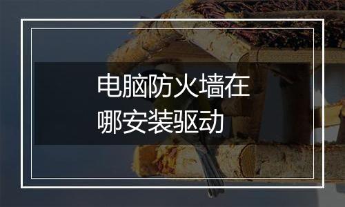 电脑防火墙在哪安装驱动