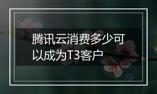 腾讯云消费多少可以成为T3客户