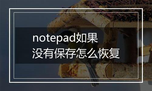 notepad如果没有保存怎么恢复