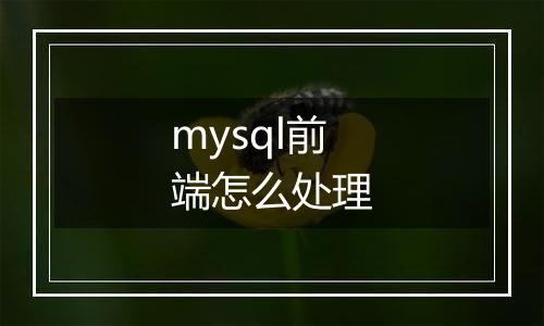 mysql前端怎么处理