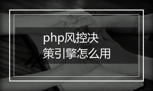 php风控决策引擎怎么用