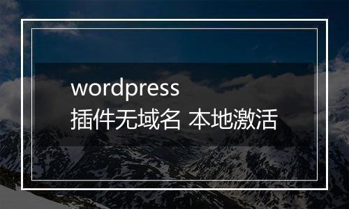 wordpress 插件无域名 本地激活