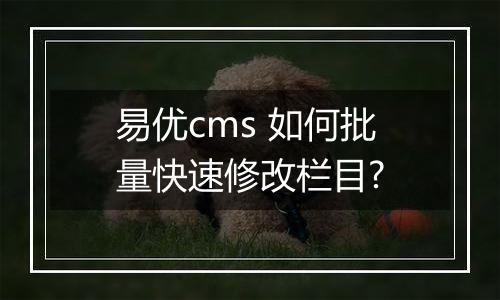 易优cms 如何批量快速修改栏目?