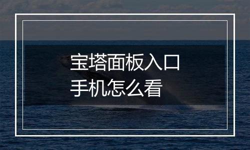 宝塔面板入口手机怎么看