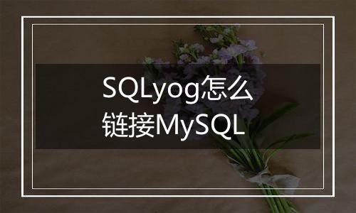 SQLyog怎么链接MySQL