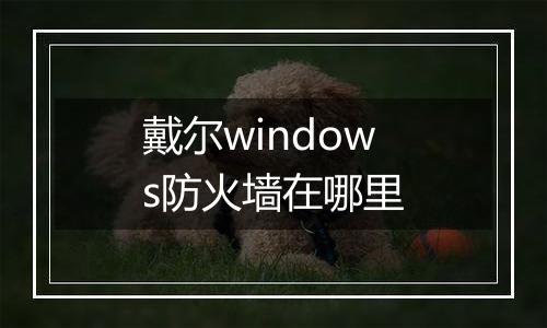 戴尔windows防火墙在哪里