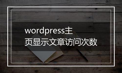 wordpress主页显示文章访问次数