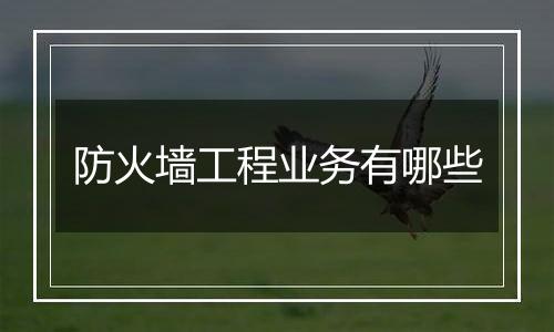 防火墙工程业务有哪些