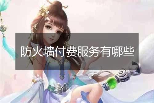防火墙付费服务有哪些