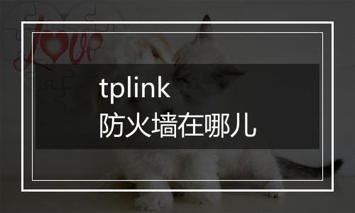 tplink防火墙在哪儿