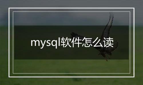 mysql软件怎么读