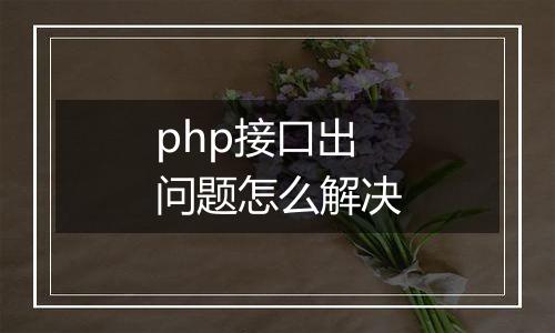 php接口出问题怎么解决