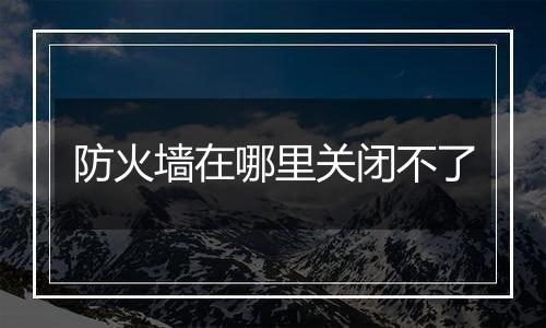 防火墙在哪里关闭不了