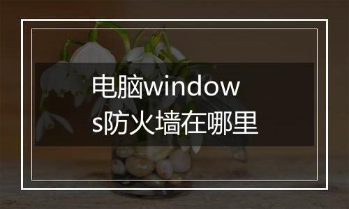 电脑windows防火墙在哪里