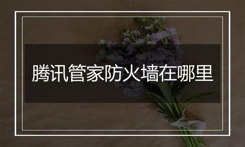 腾讯管家防火墙在哪里