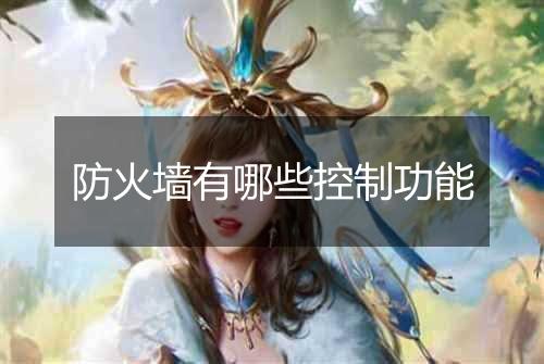 防火墙有哪些控制功能