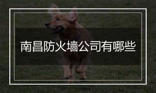 南昌防火墙公司有哪些