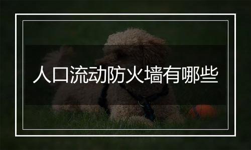 人口流动防火墙有哪些
