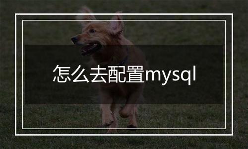 怎么去配置mysql