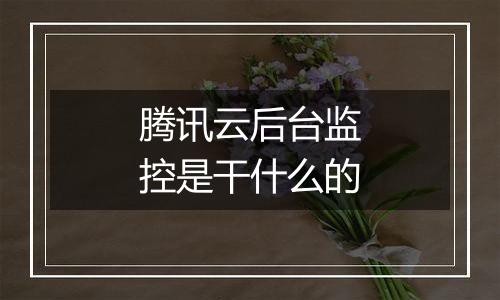 腾讯云后台监控是干什么的