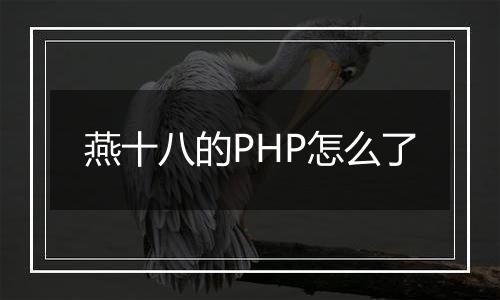 燕十八的PHP怎么了