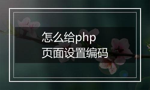怎么给php页面设置编码
